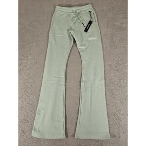 Civil Regime Pants Mens‎ Medium Silt Green Forever Rose Flare Fleece Embroidered
